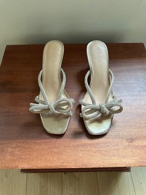 Ann Taylor Loft Sparkle Bow Slide Heel Sandals - Sz 8